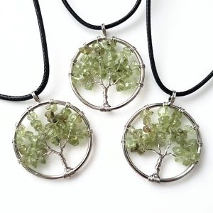 LAST ONE! Natural prehnite tree of life pendant necklace